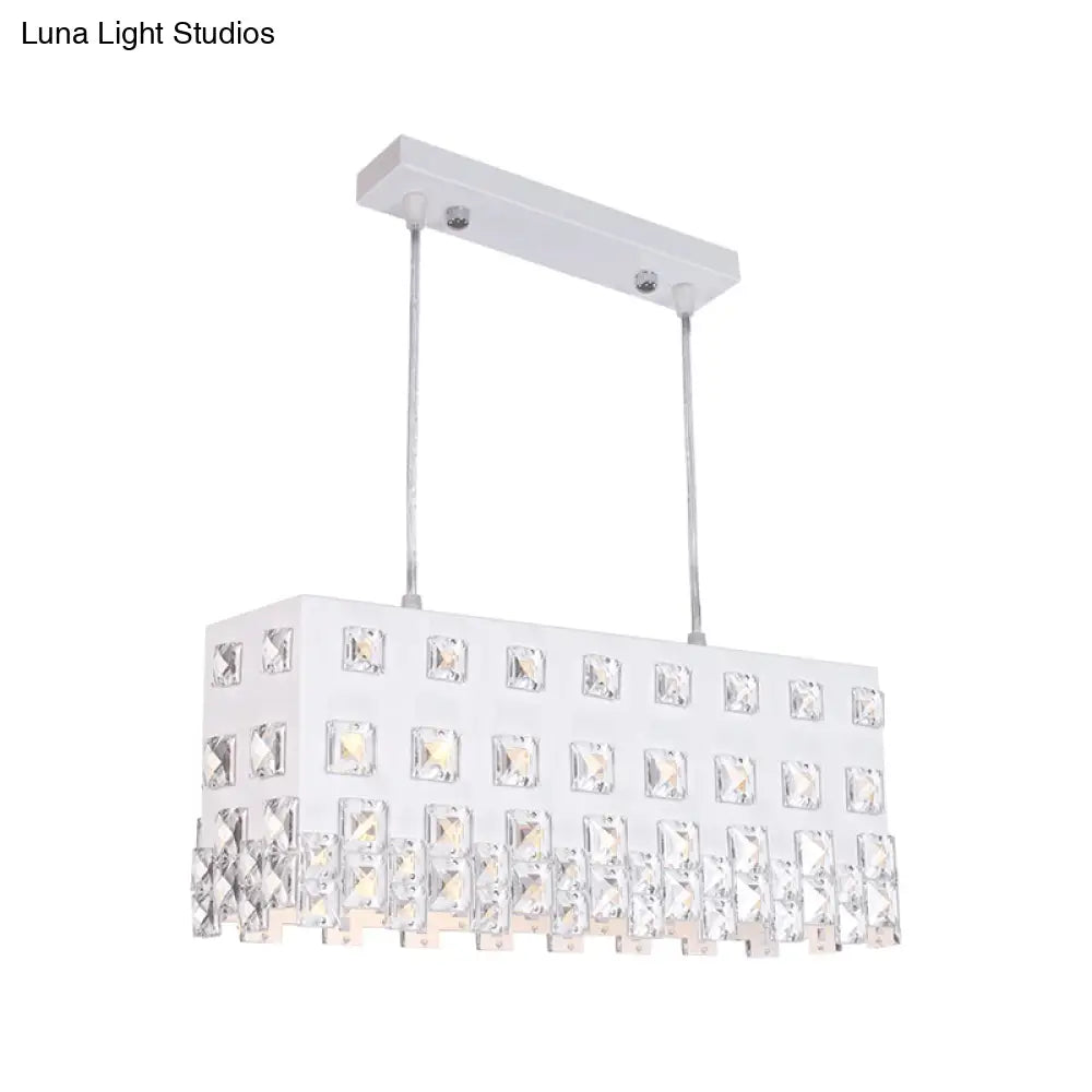 DecorBites™ Contemporary Ivory Chandelier - Metal Pendant Light with Crystal Accents (2 Lights)
