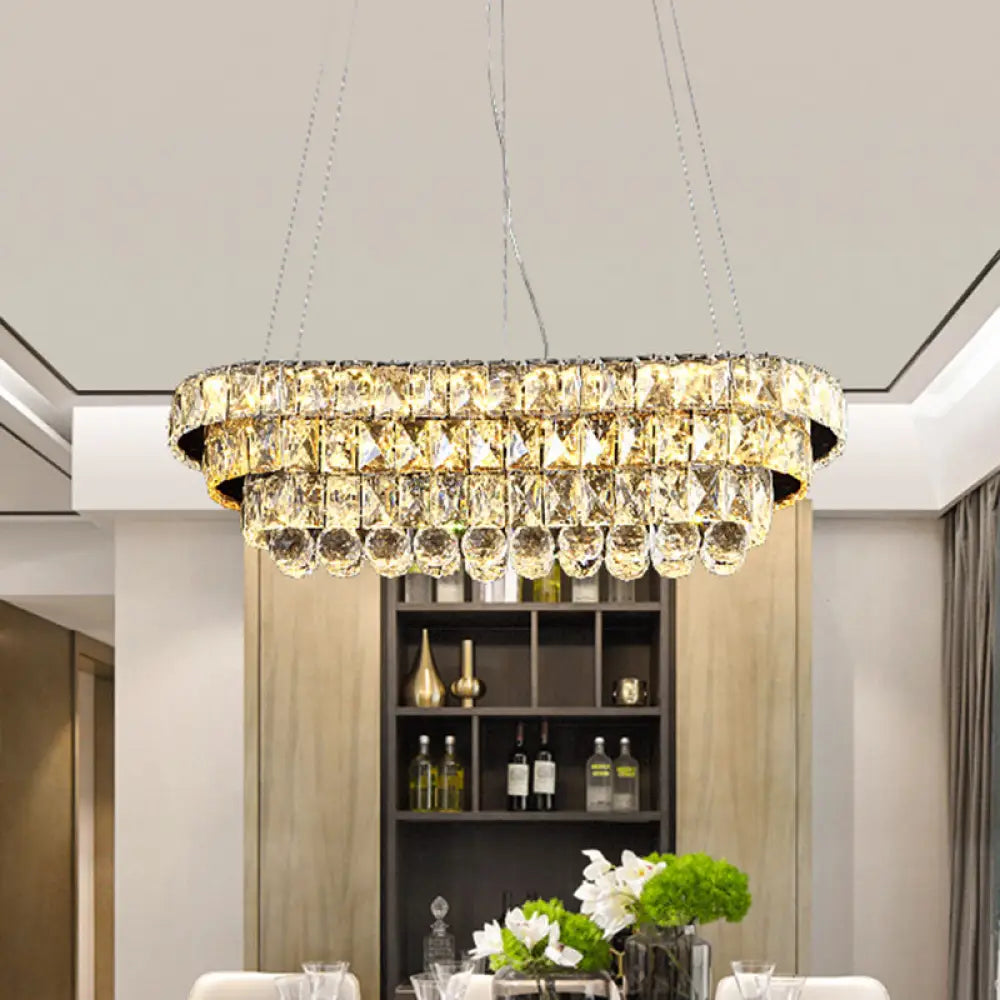 DecorBites™ Contemporary LED Crystal Pendant Light for Restaurants - Chrome Finish
