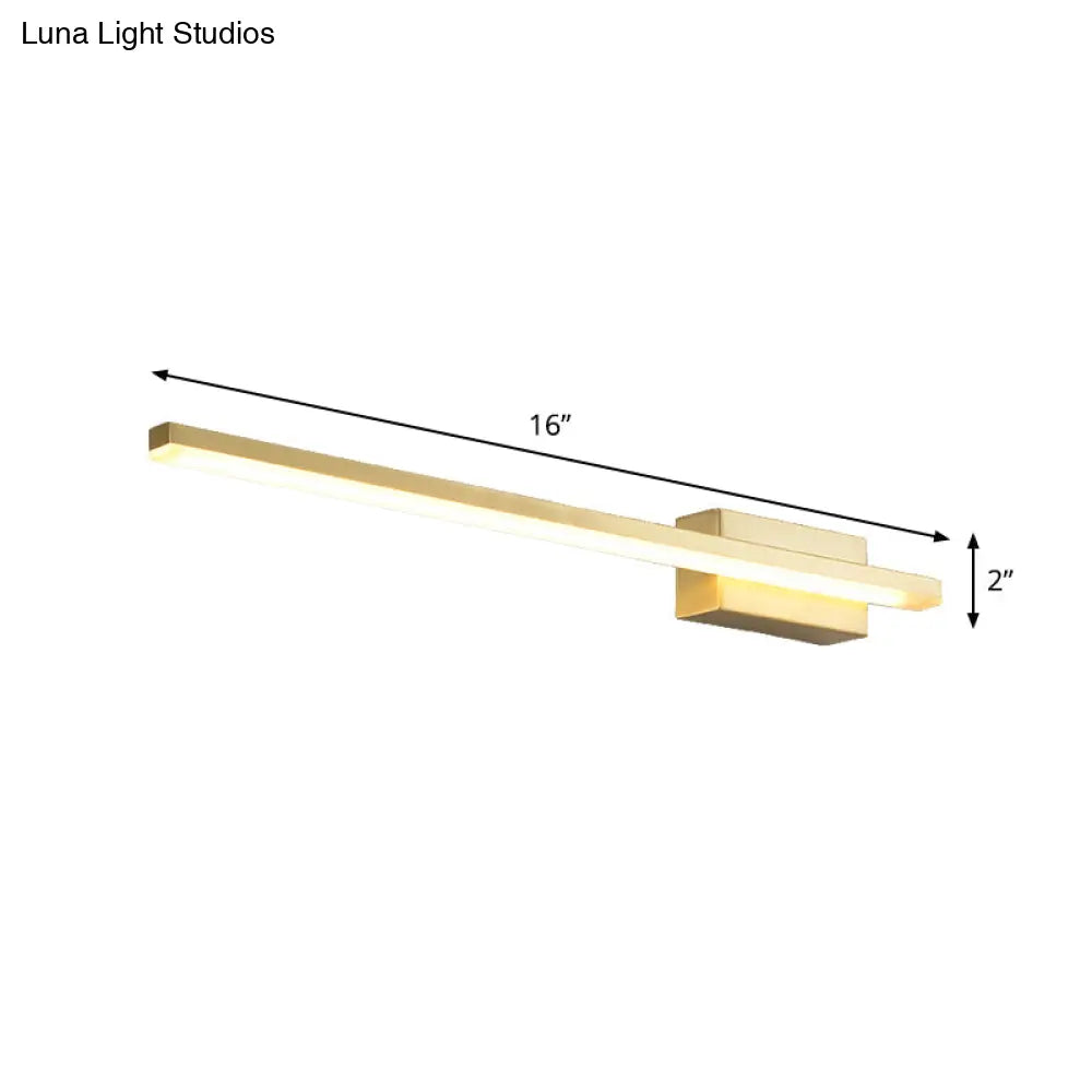 DecorBites™ Contemporary LED Gold Wall Light Fixture - Wall Mounted, Elongated Design, Metal Vanity Lighting