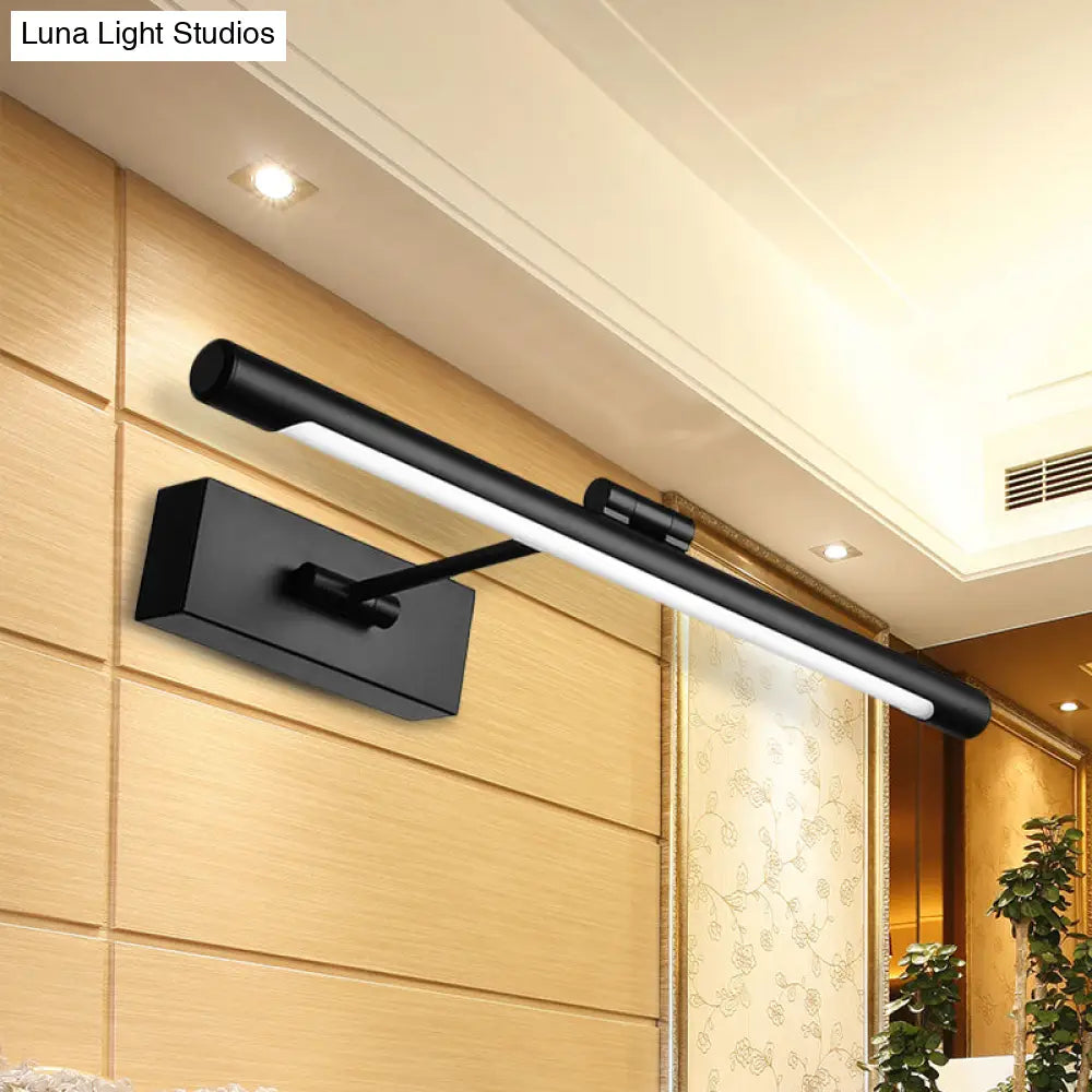 DecorBites™ Contemporary LED Tubed Vanity Wall Sconce - Black/White Acrylic Wall Lamp for Bathrooms - 16.5"/18" Wide