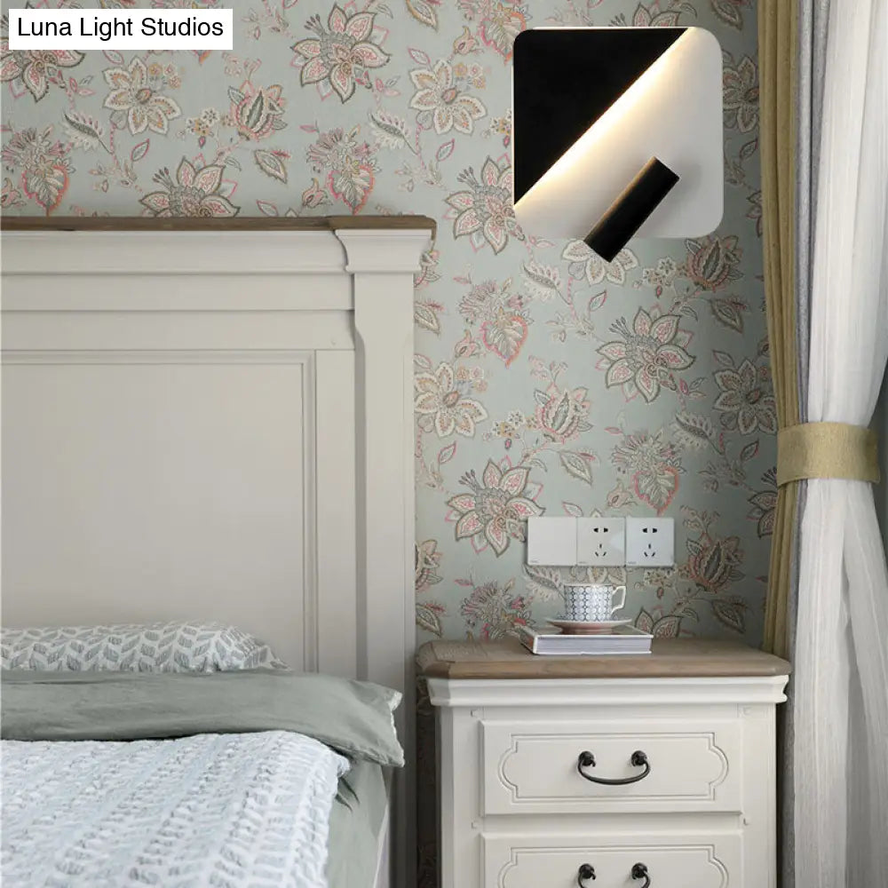 DecorBites™ Contemporary LED Wall Lamp for Bedroom and Study with Black/White Metal Spotlight