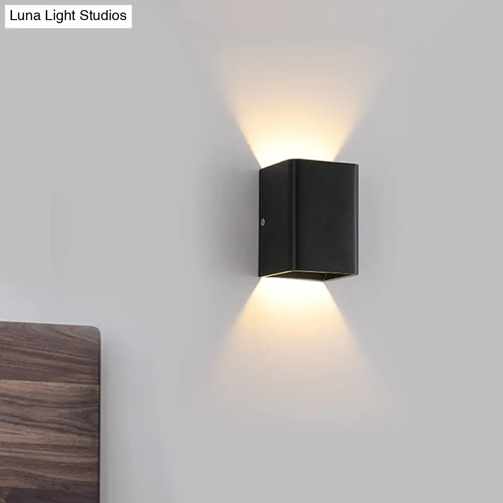 DecorBites™ Contemporary LED Wall Mount Lamp - Black/White Cube Shade, Metallic Finish - Ideal for Bedside with Warm/White Lighting