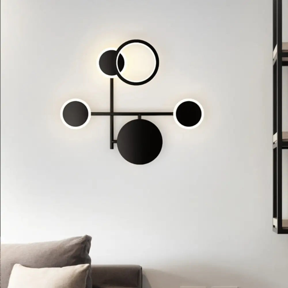 DecorBites™ Contemporary LED Wall Sconce in Metallic Round Design - Black, 2/3/4 Lights