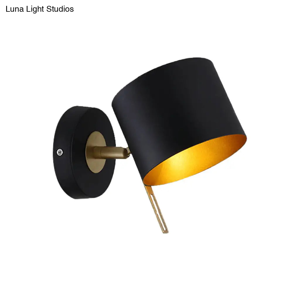 DecorBites™ Contemporary Metal Drum Wall Sconce Light - Black, 1 Bulb - Bedroom Lighting Fixture