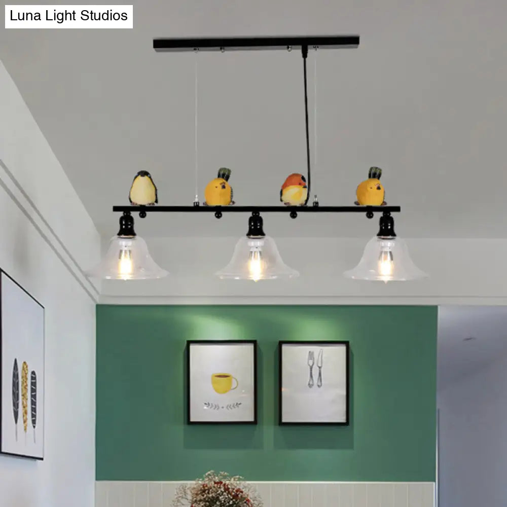 DecorBites™ Contemporary Metal Island Pendant Lighting with Cone Glass Shades - Set of 3 Lights