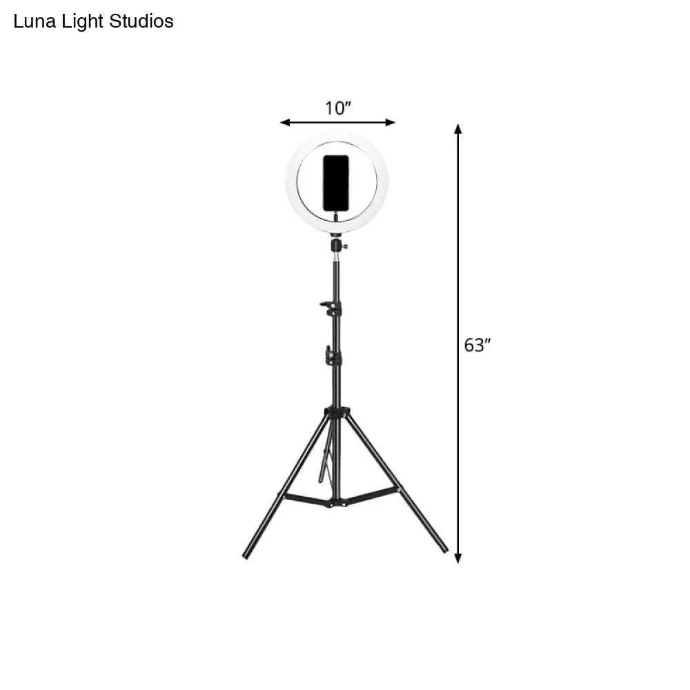 DecorBites™ Contemporary Metal Round Make-Up Light with USB Port, LED Fill Flash Lamp - Black, 63"/75" Long