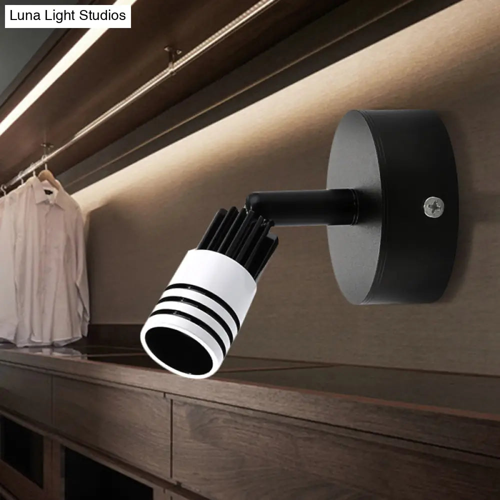 DecorBites™ Contemporary Metal Wall Mounted LED Sconce Light in Black/White - Warm/White Light