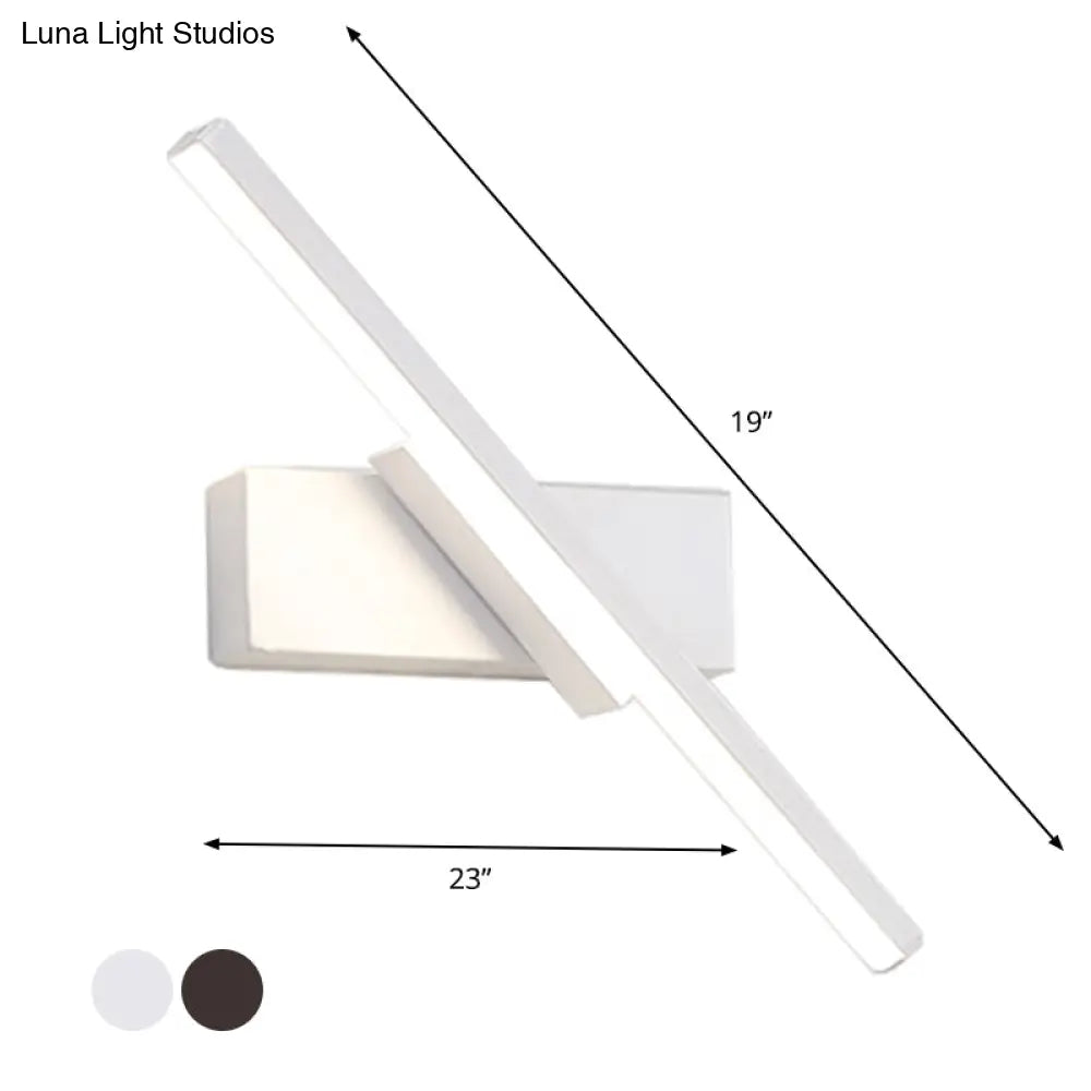 DecorBites™ Contemporary Metallic Black/White LED Wall Sconce in Warm/White Light: Linear Vanity Light Fixture