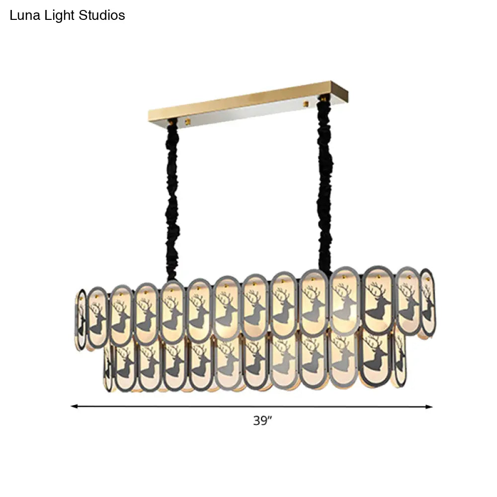 DecorBites™ Contemporary Oval Nickel Over Island Lighting - Crystal Suspension Light (10 Lights)