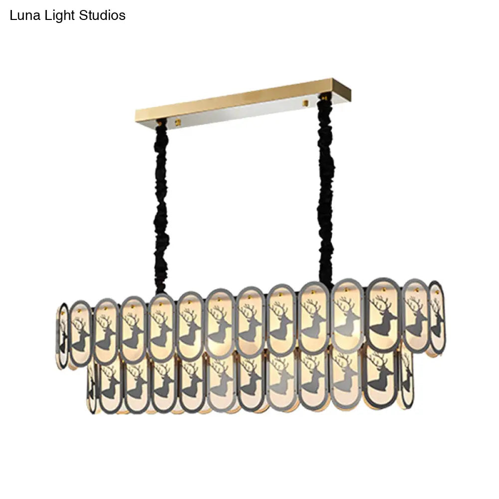 DecorBites™ Contemporary Oval Nickel Over Island Lighting - Crystal Suspension Light (10 Lights)