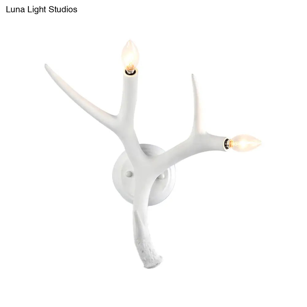 DecorBites™ Contemporary Resin Antler Wall Sconce - 2 Lights, White - Ideal for Restaurants