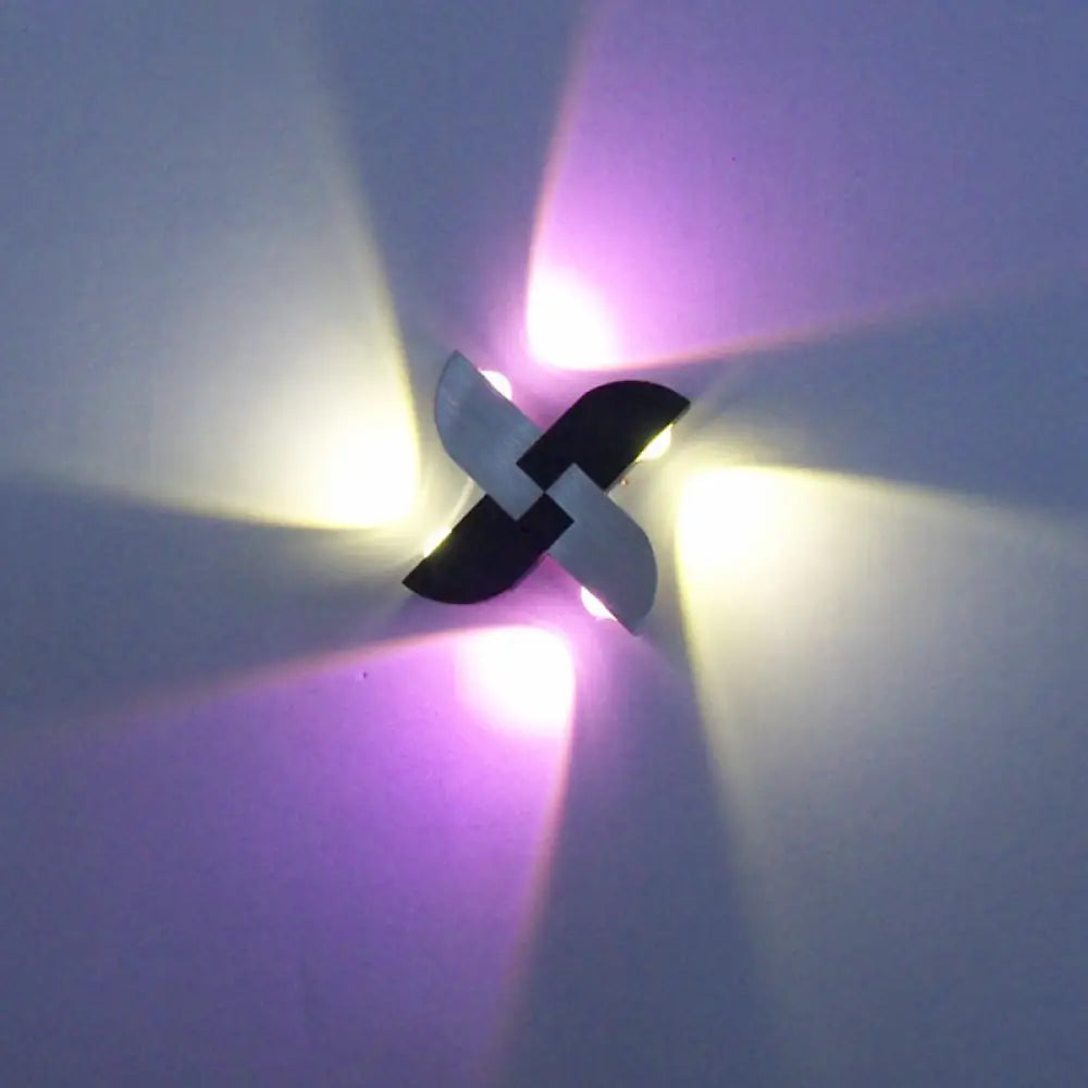 DecorBites™ Contemporary RGB LED Aluminum Wall Sconce Lamp - Windmill Design in Black/Silver