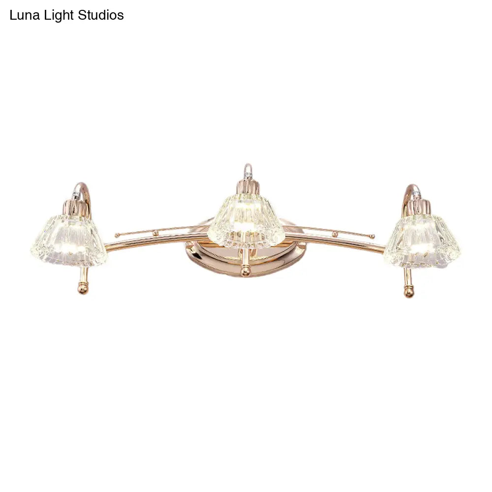 DecorBites™ Contemporary Rose Gold Wall Vanity Light with Crystal Shade - 2/3 Bulbs