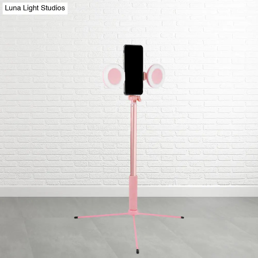 DecorBites™ Contemporary Style Pink LED Fill Light with USB Port - Round Iron Make-Up Lighting
