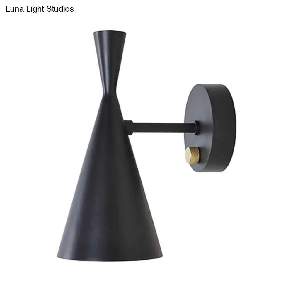 DecorBites™ Contemporary Trumpet Wall Sconce Light in Black/White/Gold with Adjustable Arm and 1-3 Lights