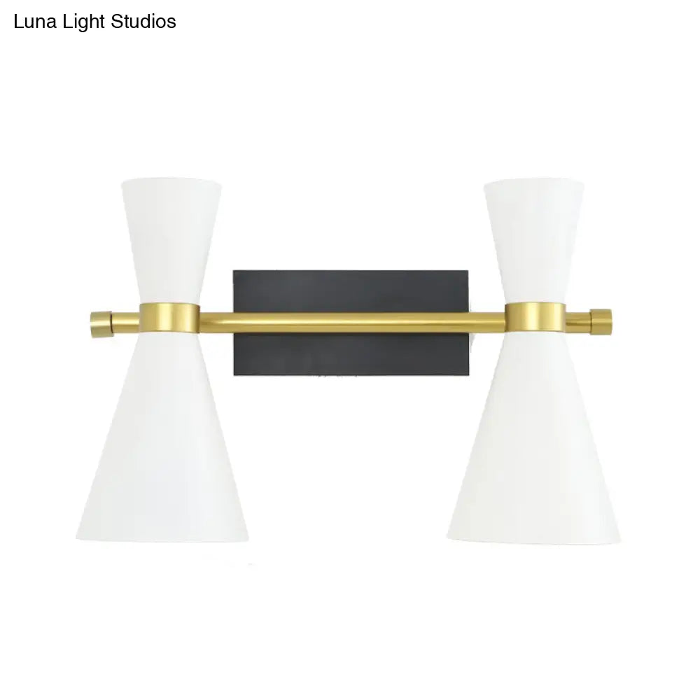 DecorBites™ Contemporary Trumpet Wall Sconce Light in Black/White/Gold with Adjustable Arm and 1-3 Lights