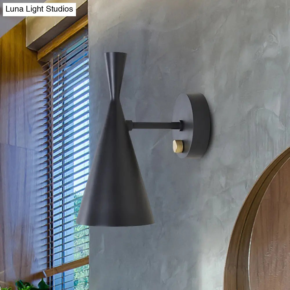 DecorBites™ Contemporary Trumpet Wall Sconce Light in Black/White/Gold with Adjustable Arm and 1-3 Lights