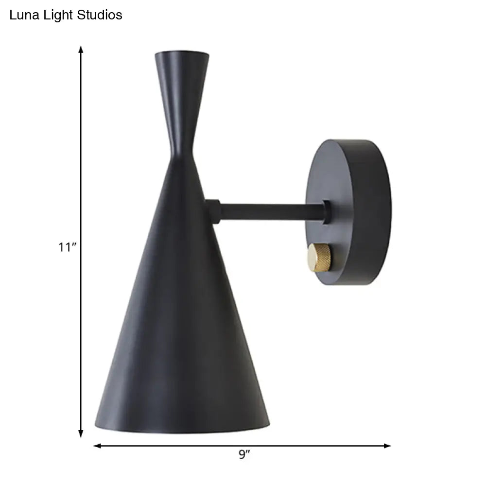 DecorBites™ Contemporary Trumpet Wall Sconce Light in Black/White/Gold with Adjustable Arm and 1-3 Lights
