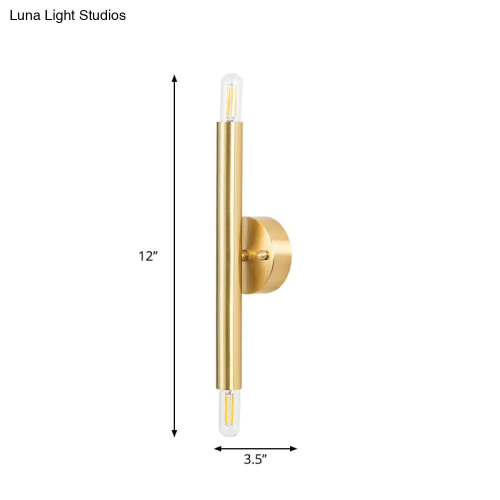 DecorBites™ Contemporary Tubular Wall Sconce - 2-Light Metallic Golden Wall Lamp for Bedroom