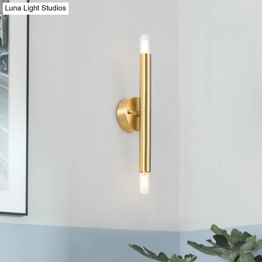 DecorBites™ Contemporary Tubular Wall Sconce - 2-Light Metallic Golden Wall Lamp for Bedroom