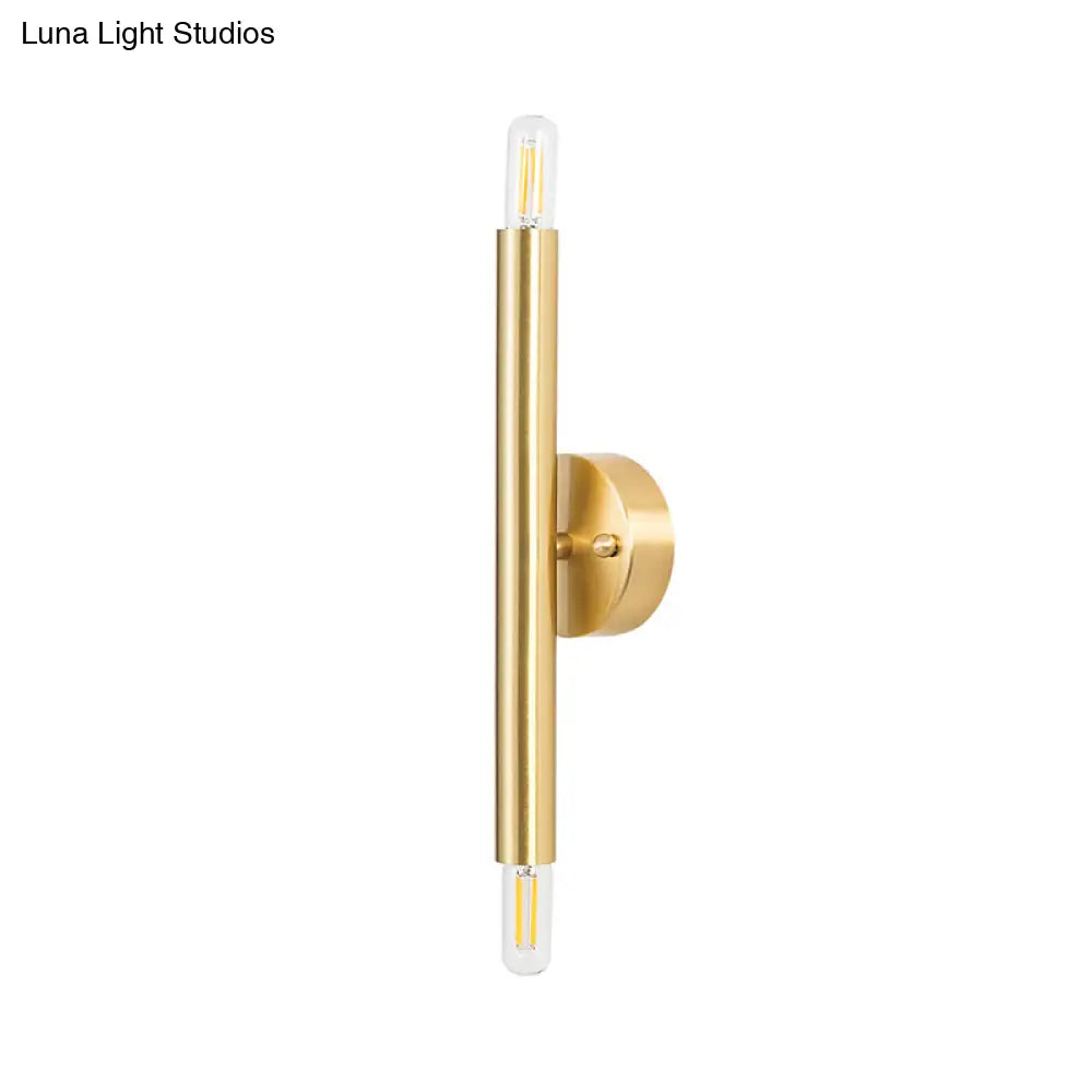 DecorBites™ Contemporary Tubular Wall Sconce - 2-Light Metallic Golden Wall Lamp for Bedroom