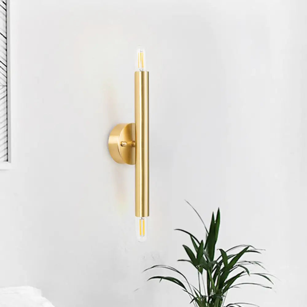 DecorBites™ Contemporary Tubular Wall Sconce - 2-Light Metallic Golden Wall Lamp for Bedroom