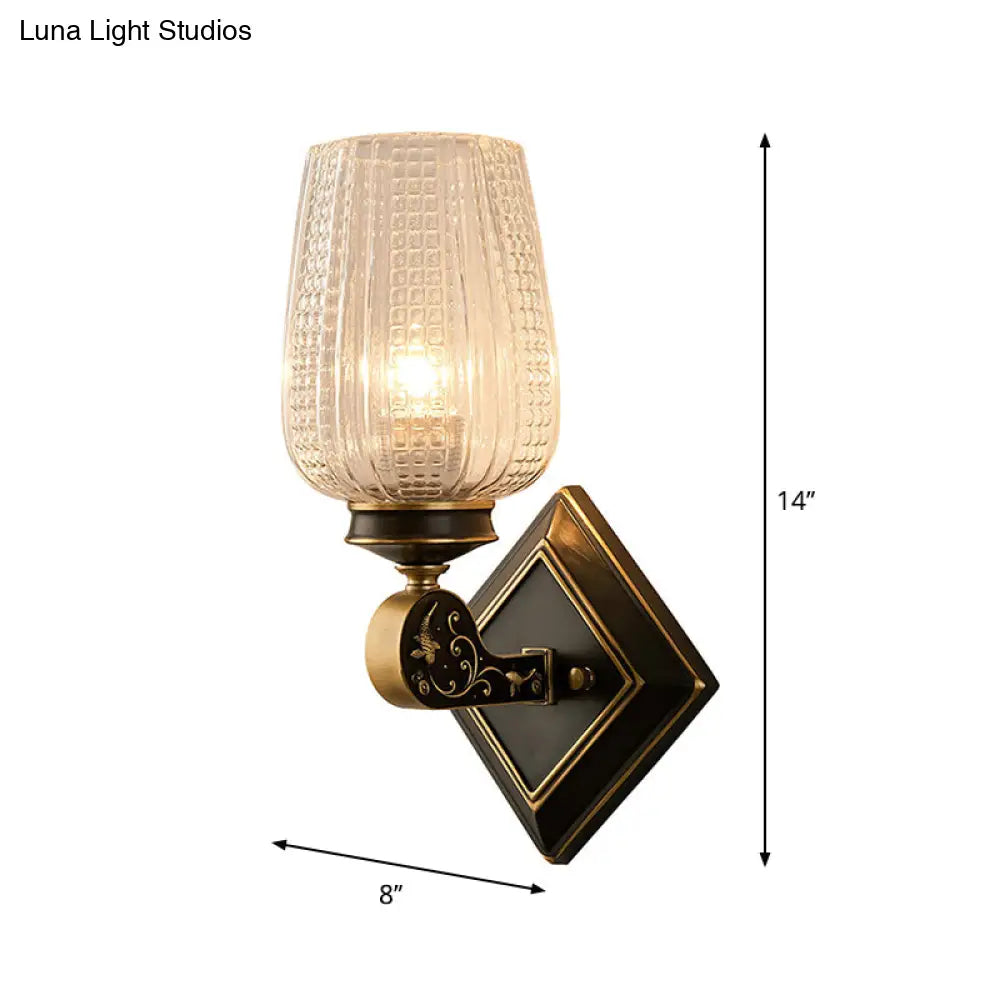 DecorBites™ Contemporary Wall Mounted Light with Clear Textured Glass - Brass Finish