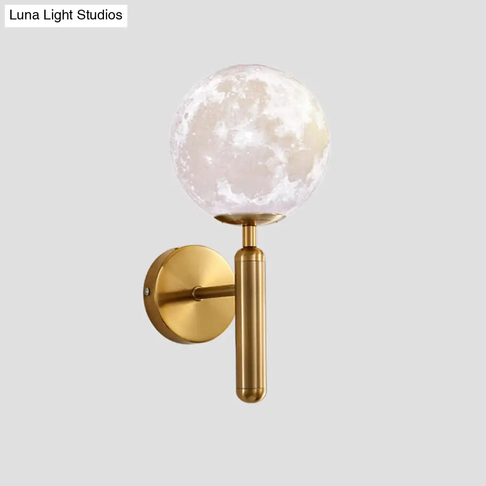 DecorBites™ Contemporary White Glass Wall Sconce Light with Gold Metal Pencil Arm