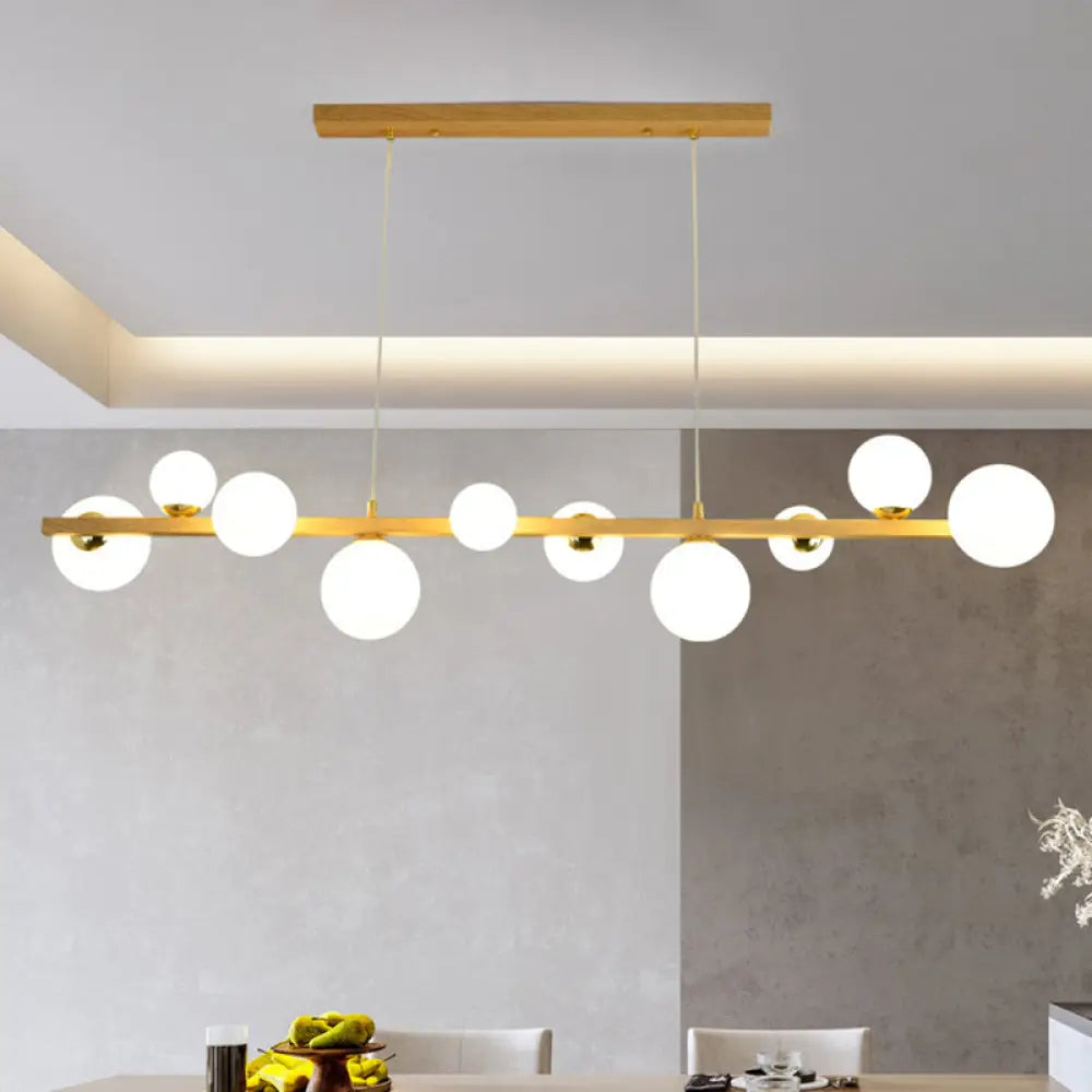 DecorBites™ Contemporary Wood Pendant with Glass Globe Shade for Dining Room