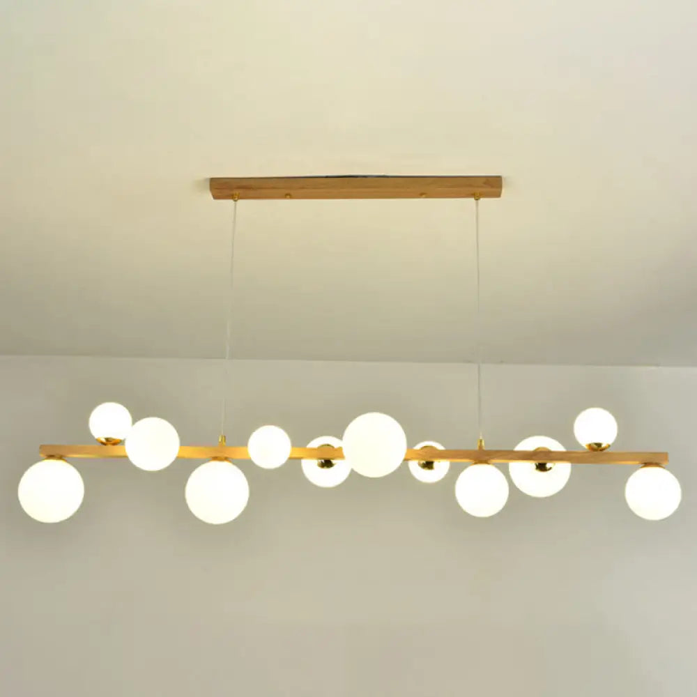 DecorBites™ Contemporary Wood Pendant with Glass Globe Shade for Dining Room
