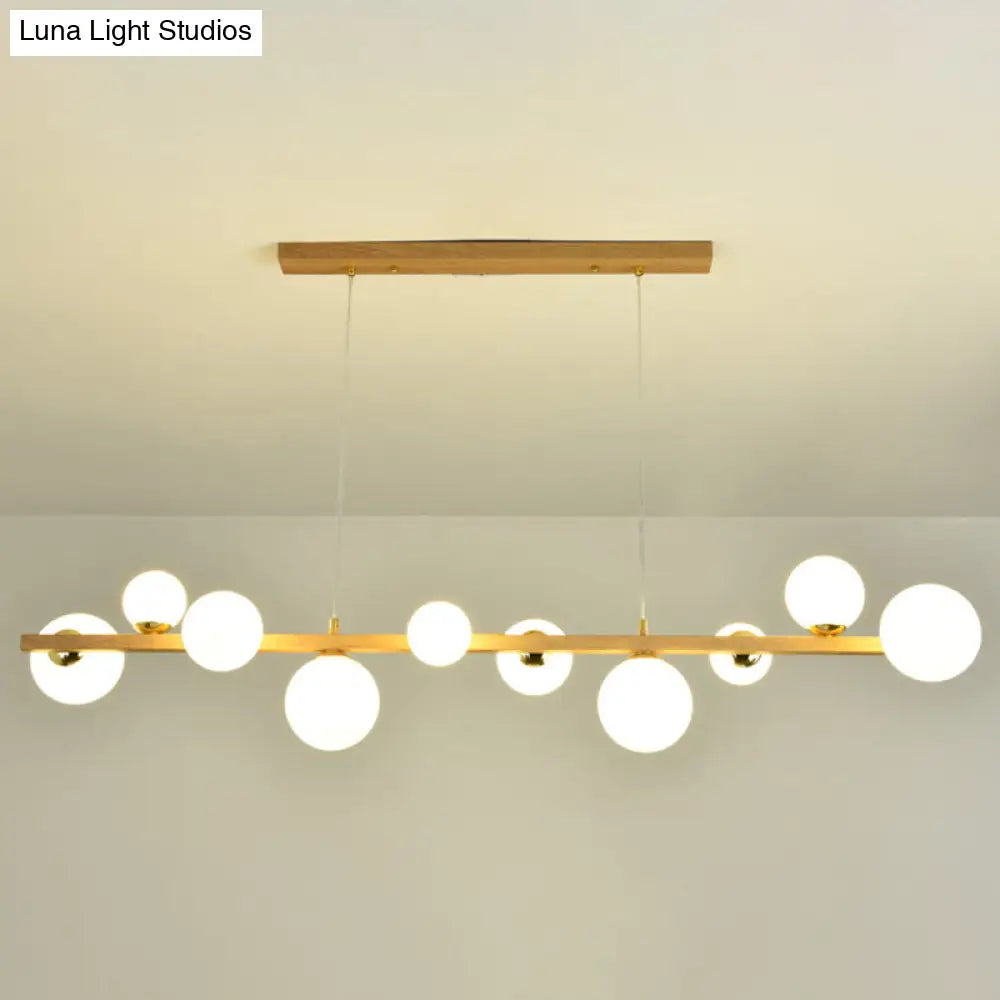 DecorBites™ Contemporary Wood Pendant with Glass Globe Shade for Dining Room