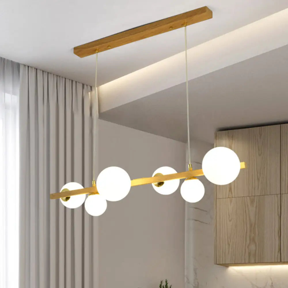 DecorBites™ Contemporary Wood Pendant with Glass Globe Shade for Dining Room