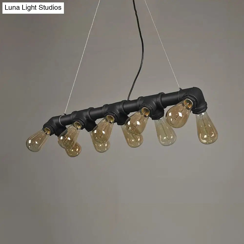 DecorBites™ Copper and Black Industrial Kitchen Island Pendant Light with Symmetric Piping and 10 Bulbs