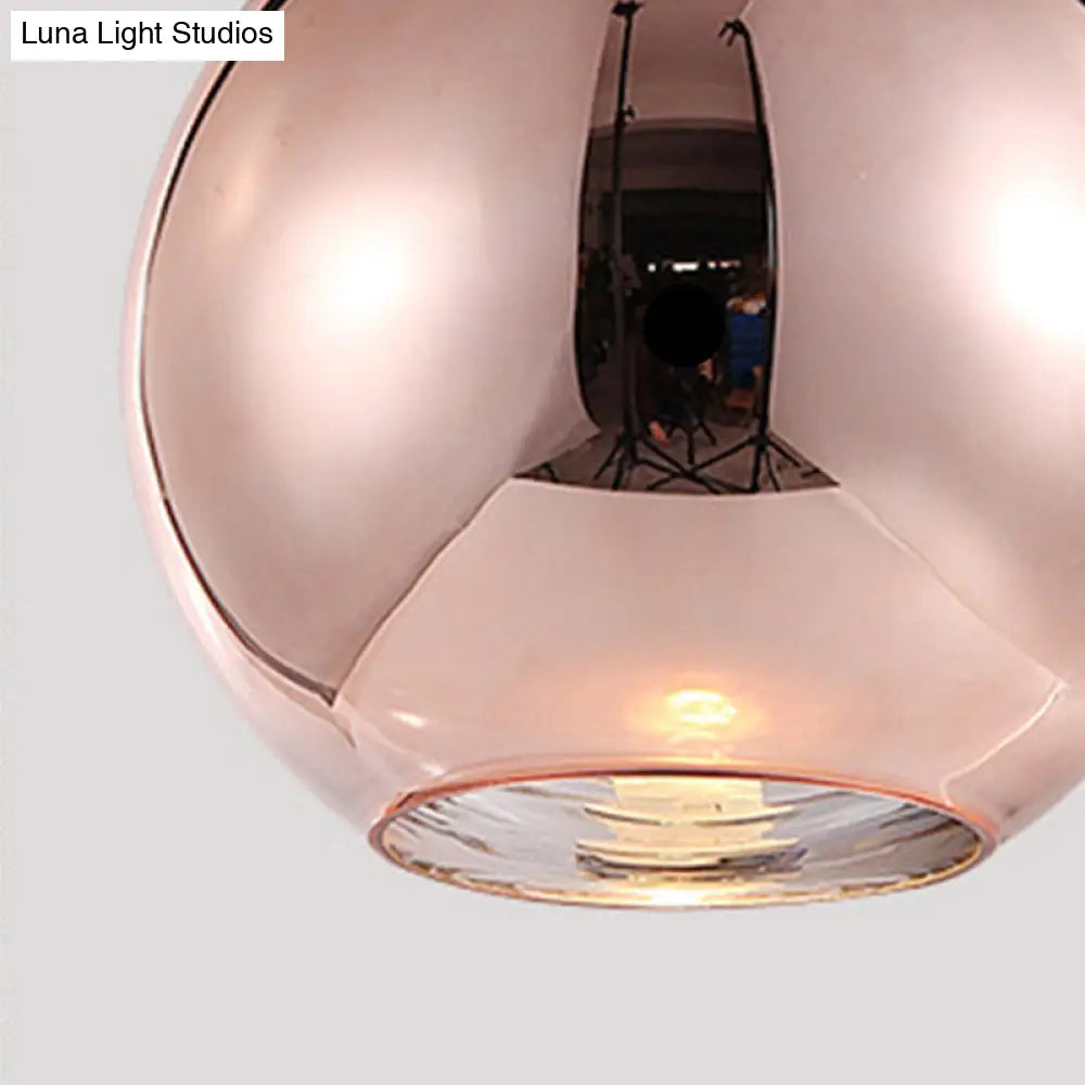 DecorBites™ Copper Sphere Pendant Light - Modern 1 Head - 8"/12" Wide - Mirror Glass - Hanging Lamp Kit for Bar