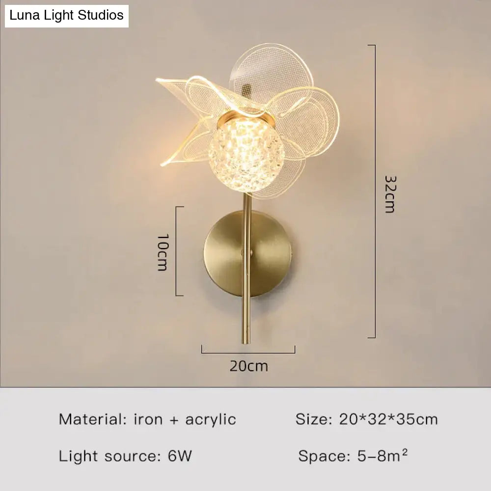 DecorBites™ Creative Floral Decorative Gold LED Wall Lamp For Bedroom Bedside Living Room Lighting Fixture