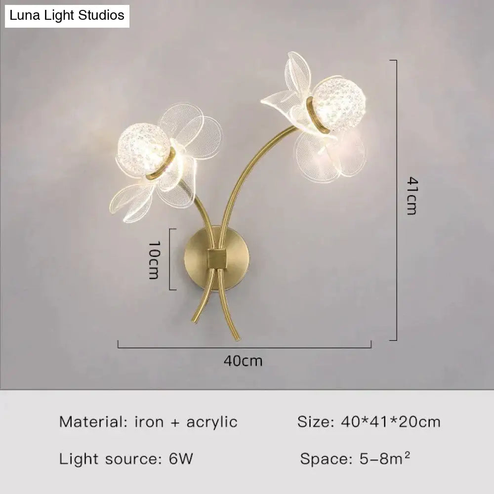 DecorBites™ Creative Floral Decorative Gold LED Wall Lamp For Bedroom Bedside Living Room Lighting Fixture