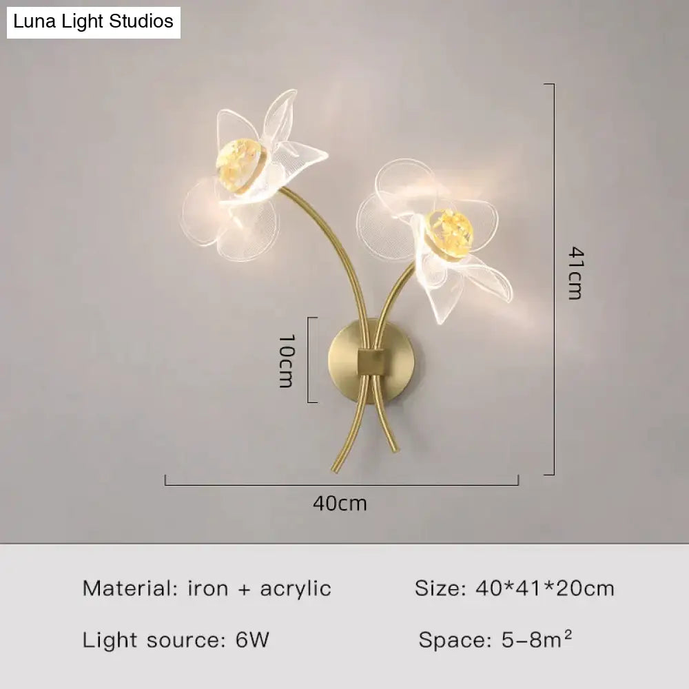 DecorBites™ Creative Floral Decorative Gold LED Wall Lamp For Bedroom Bedside Living Room Lighting Fixture