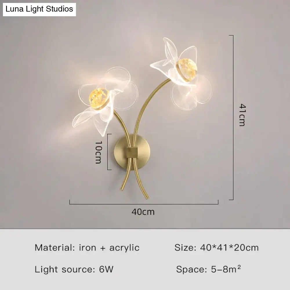 DecorBites™ Creative Floral Decorative Gold LED Wall Lamp For Bedroom Bedside Living Room Lighting Fixture