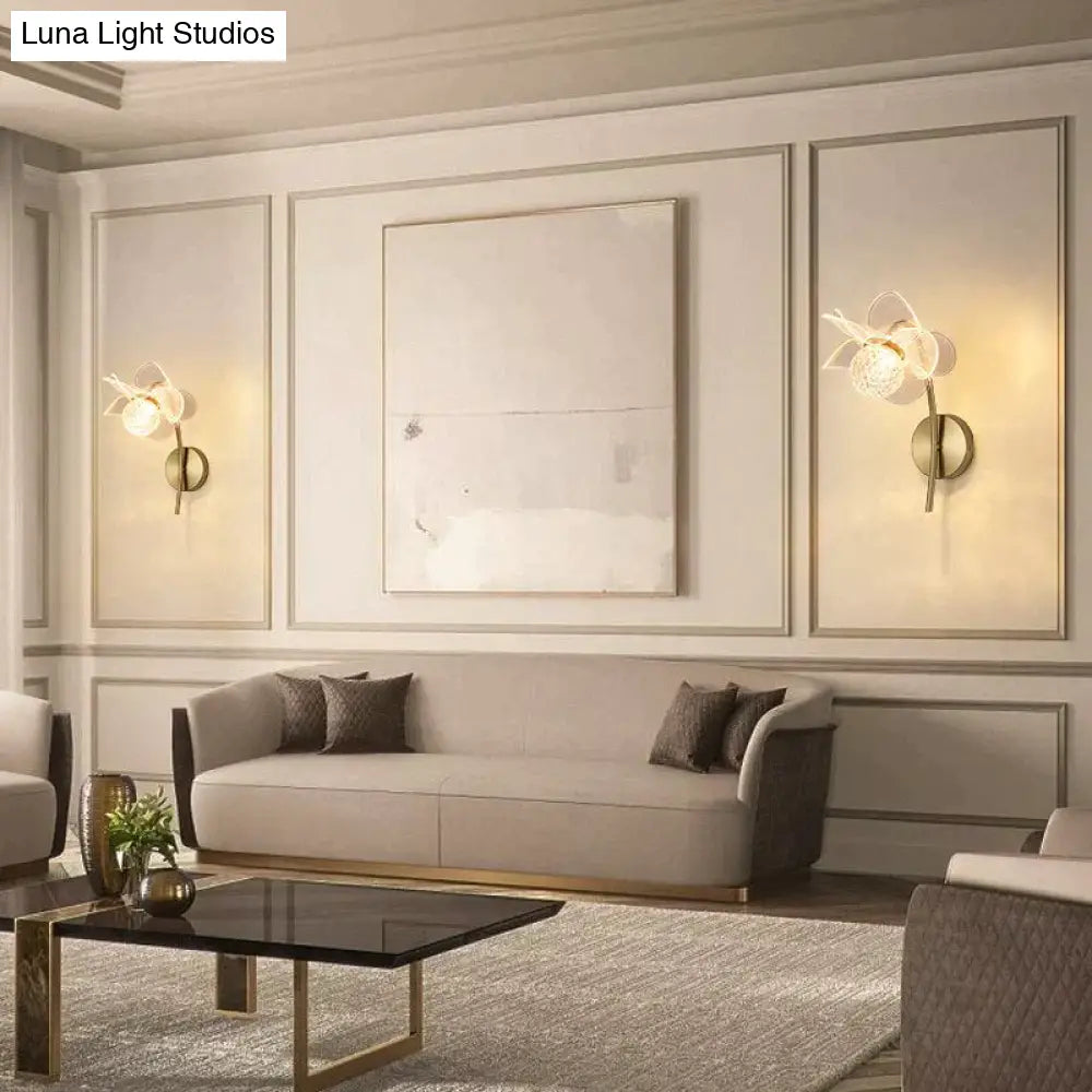 DecorBites™ Creative Floral Decorative Gold LED Wall Lamp For Bedroom Bedside Living Room Lighting Fixture