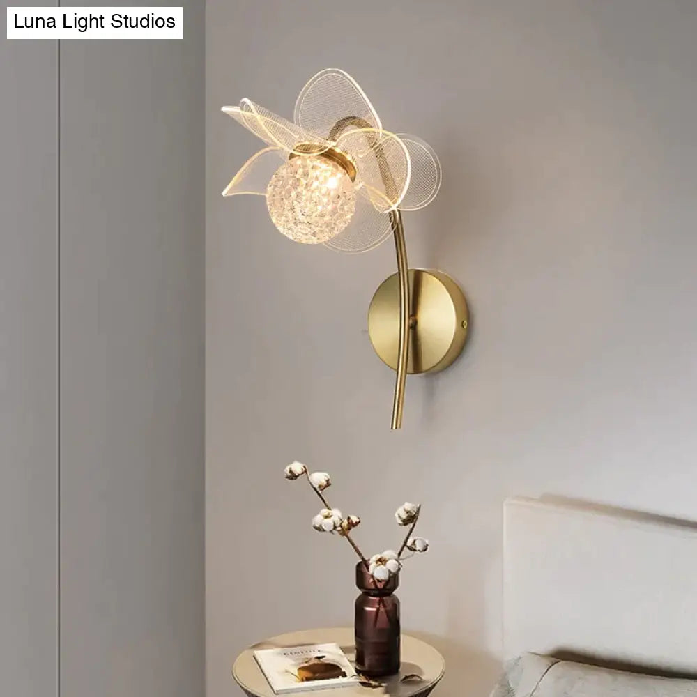 DecorBites™ Creative Floral Decorative Gold LED Wall Lamp For Bedroom Bedside Living Room Lighting Fixture