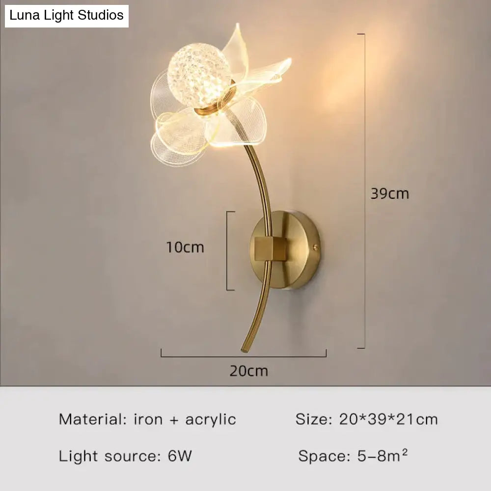DecorBites™ Creative Floral Decorative Gold LED Wall Lamp For Bedroom Bedside Living Room Lighting Fixture