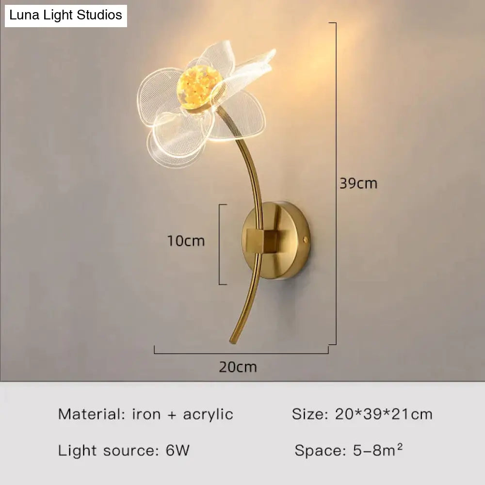 DecorBites™ Creative Floral Decorative Gold LED Wall Lamp For Bedroom Bedside Living Room Lighting Fixture