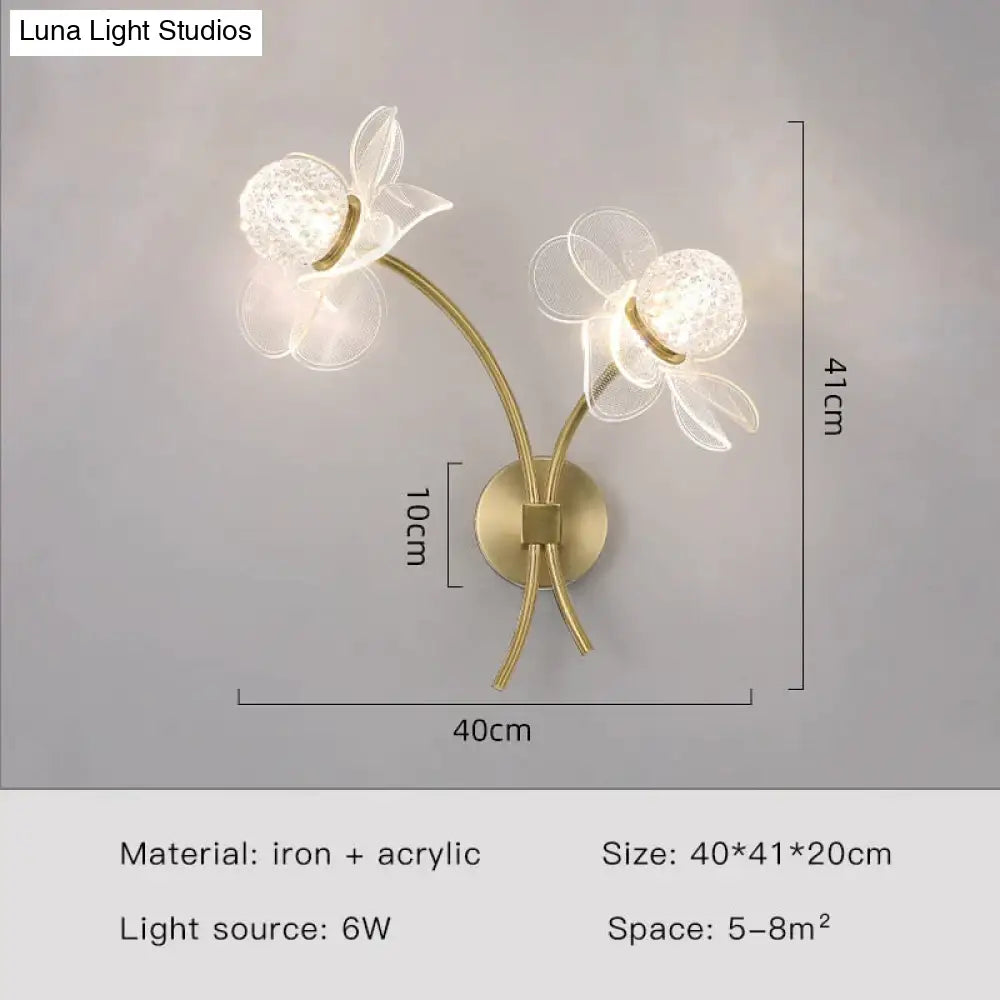 DecorBites™ Creative Floral Decorative Gold LED Wall Lamp For Bedroom Bedside Living Room Lighting Fixture
