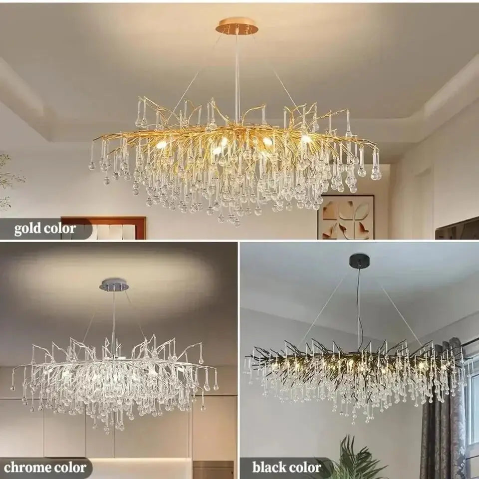 DecorBites™ Crystal Chandelier with Raindrop Crystals
