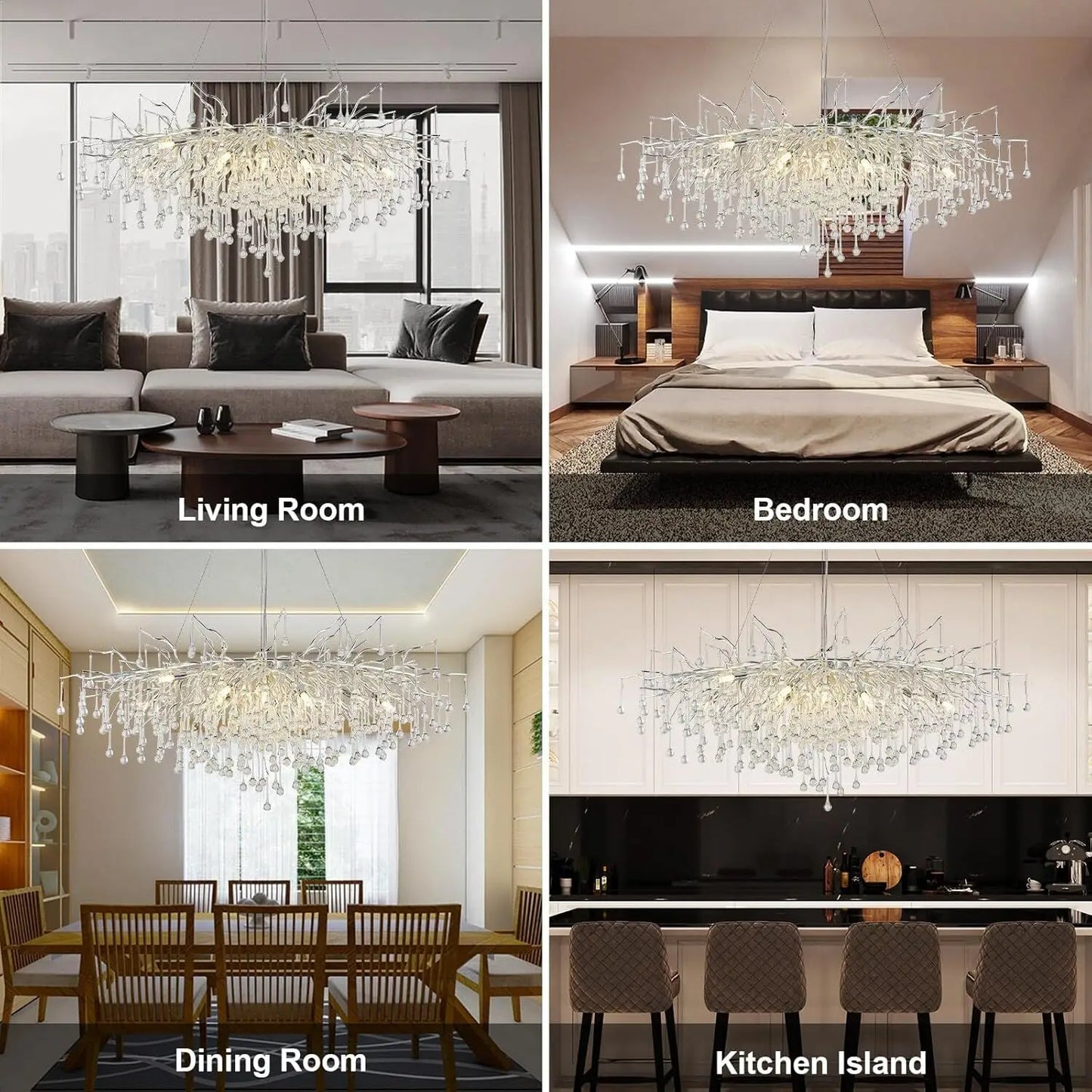 DecorBites™ Crystal Chandelier with Raindrop Crystals