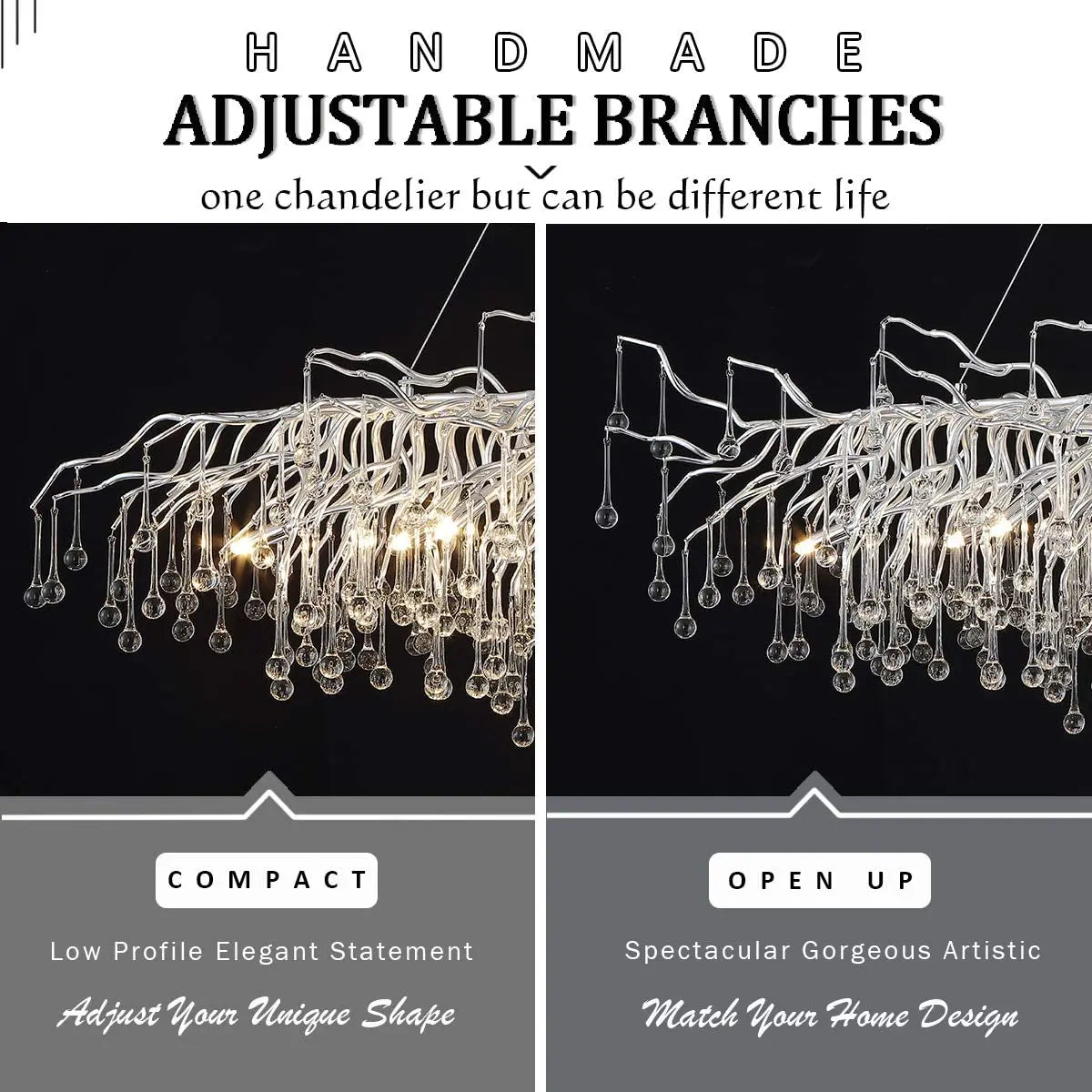 DecorBites™ Crystal Chandelier with Raindrop Crystals