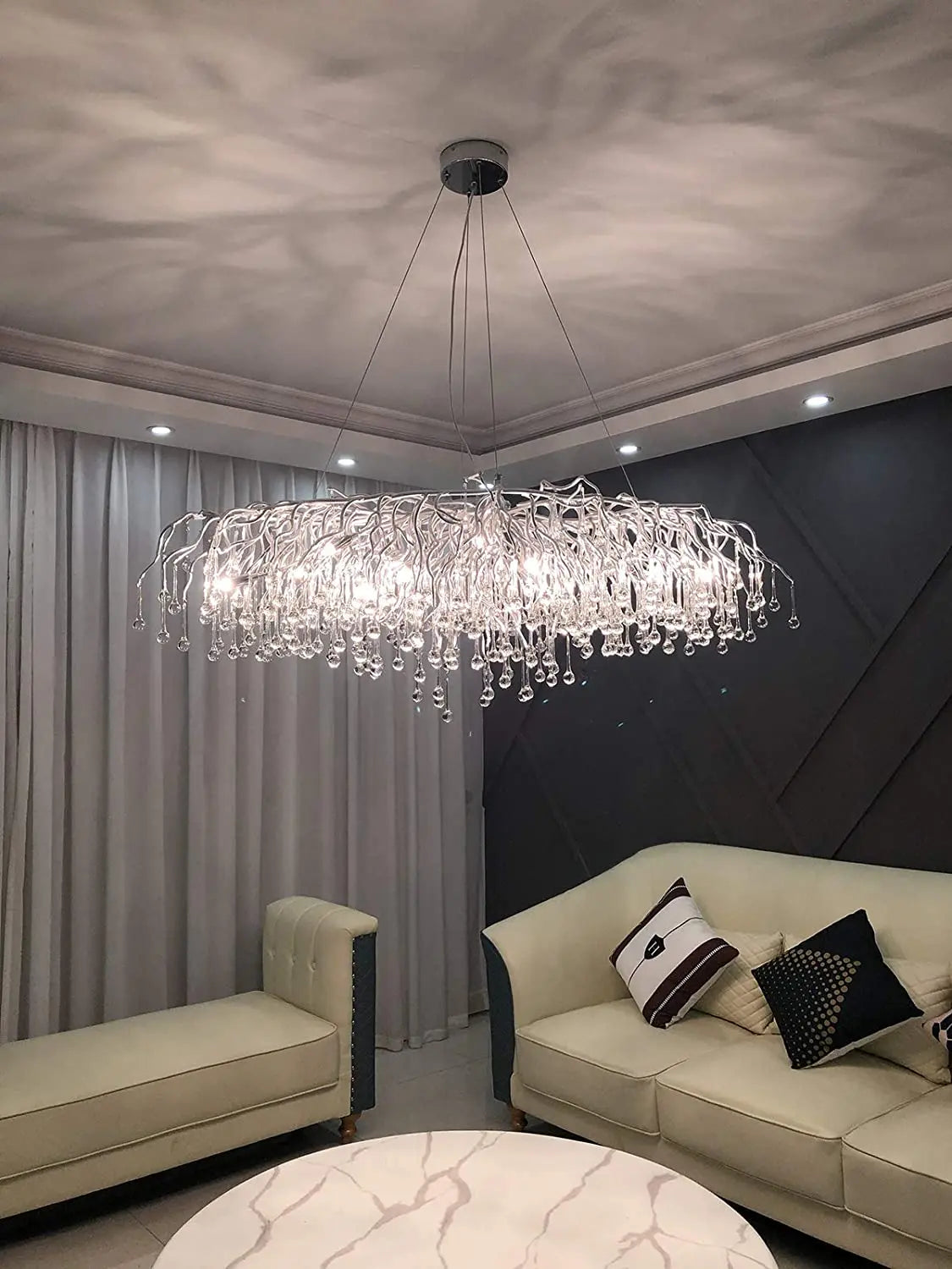 DecorBites™ Crystal Chandelier with Raindrop Crystals