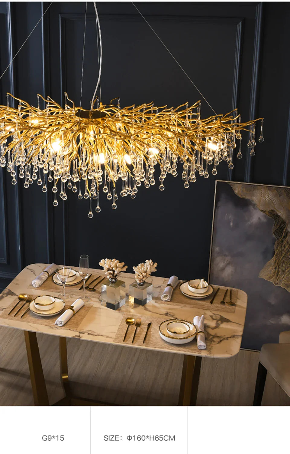 DecorBites™ Crystal Chandelier with Raindrop Crystals