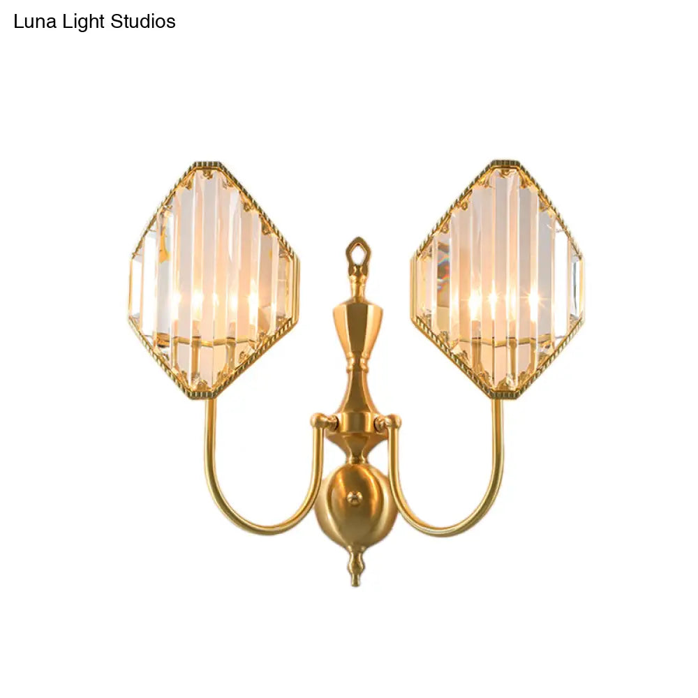 DecorBites™ Crystal Prism Wall Mount with Gold Rhombus Shade - Modern Wall Lighting