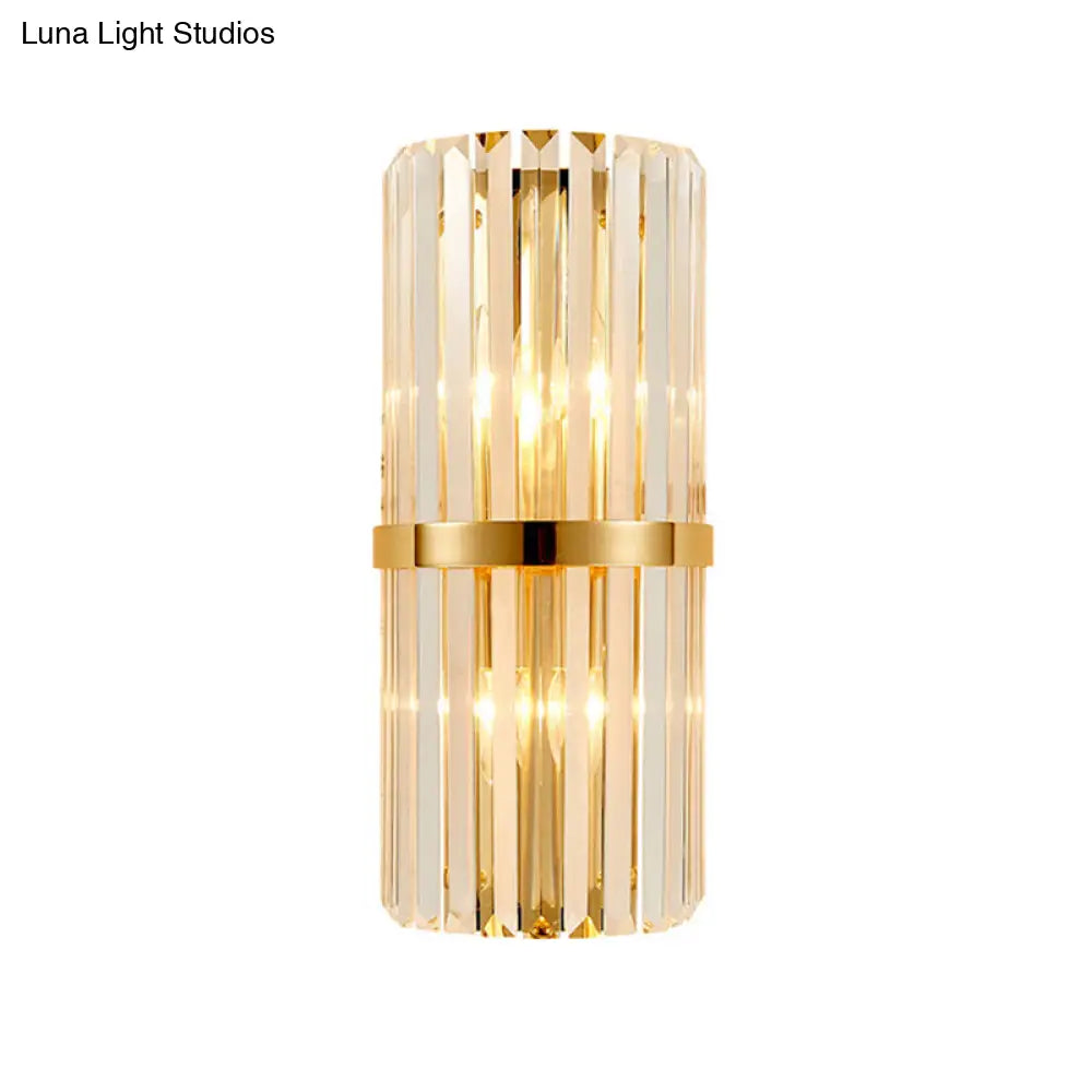 DecorBites™ Crystal Rod Wall Sconce in Gold - Elegant Dual Bulb Lighting for Living Room Walls